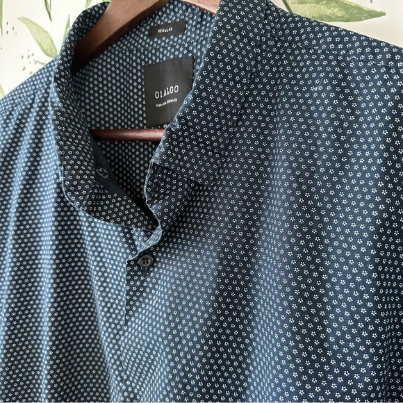 01.ALGO Men’s Button Down Shirt. XXL. Navy print. Non iron stretch. - Picture 2 of 6